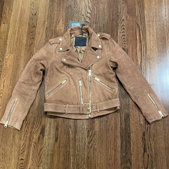 ALLSAINTS rust brown SUEDE BALFERN BIKER JACKET